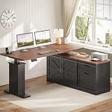 SEDETA Farmhouse 55 inch L Shaped Standing Desk with Storage Drawers