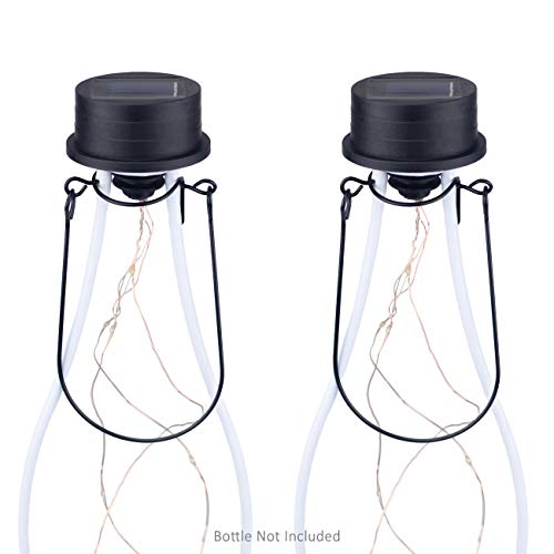 Vegaltair Solar Wine Bottle Lights Kit with Twinkling Fairy Micro Amber LED (Bottle Not Included), 2 Pack