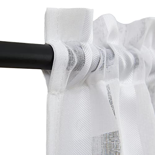 Cortinas de cocina blancas TOPICK rústicas transparentes de gasa para ventanas pequeñas 6