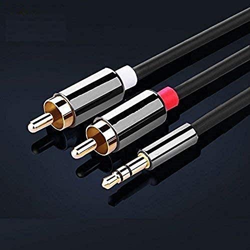 REALMAX® 1M 2M 3M Meter Stereo 3.5mm Jack Plug to TWIN 2 x RCA PHONO Audio Lead GOLD CABLE (3m)