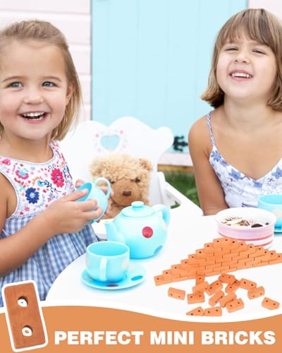 LEEQBCR 50 Stück Mini Ziegelsteine zum Mauern Kinder Miniatur Ziegelsteine Mini Bricks Modellbau Steine Rote für DIY Puppenhaus Fairy Garten Dekoration 3 x 1.5 x 1cm