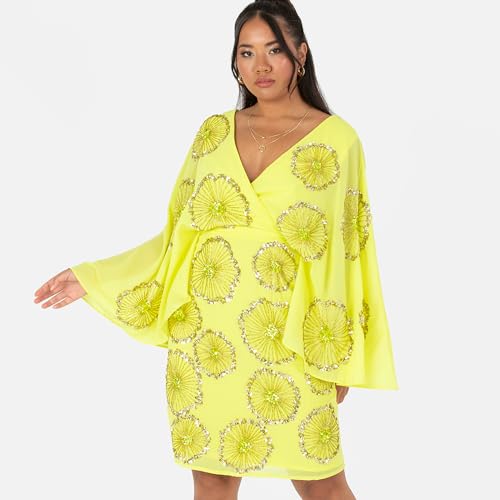 Robe midi col V plongeant Maya Deluxe avec manches cape et buste fleuri - 3
