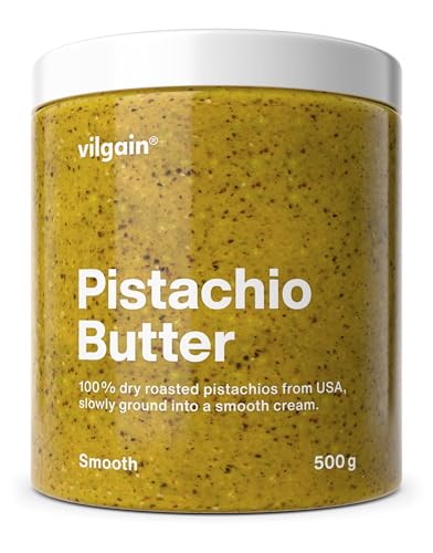 Vilgain 100% Pistazienbutter - Pistazien creme mit Stückchen, Single Origin, ohne Zusätze, Nussmus, Brotaufstrich, Vegan, Glutenfrei, 500g - Premium Pistazien Aufstrich, natürlich, Italienisch