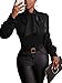Vrtige Women's Elegant Bow Tie Neck Long Sleeve Blouse Office Shirt Top Black X-Large