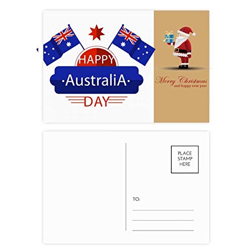 Cartes postales Happy Flag and Star Père Noël, lot de 20 pour cadeaux