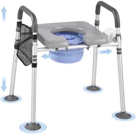 VEVOR Bedside Commode Chair, 500 lbs Capacity, 4-in-1 Portable To...