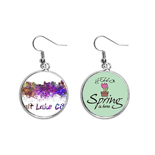 Pendientes de primavera para paseos urbanos joyas acuarela Salt Lake City