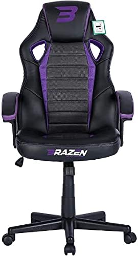 BraZen Salute PC Office Computer Racing Gaming Chair Ergonomic PU Leather Adjustable Seat with Armrest - Black - from largest British Brand - Highest 5 Star Rating on Trustpilot of any chair brand