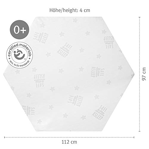 roba Laufgittermatratze 6 eckig - safe asleep - Baby Matratze für Laufgitter / Laufstall - Laufgittereinlage mit abnehmbarem Jacquard Bezug