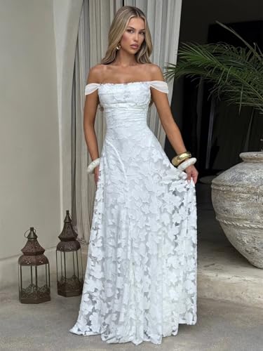 BOLENSYE Off The Shoulder Bridesmaid Dresses Long for Women Formal Evening Gown Lace Wedding Guest Dress4