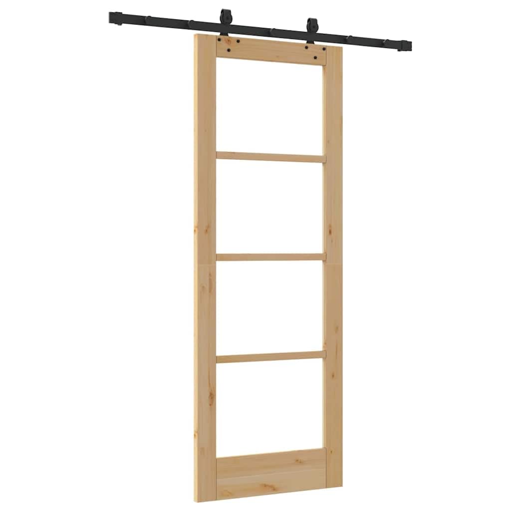 Porta scorrevole 73,5 x 198,5 cm in legno di pino e vetro con sistema a binario per interni