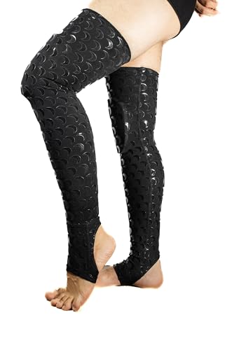 Sticky Moon Thigh Highs for Pole Dancing, Silicone-Printed Socks with Removable Knee Pads
