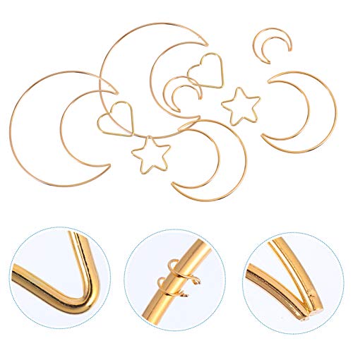 NUOBESTY 20Pcs Anéis de Metal Aros Aro Floral Lua Coração Forma Estrela Arame Grinalda Moldura Anéis