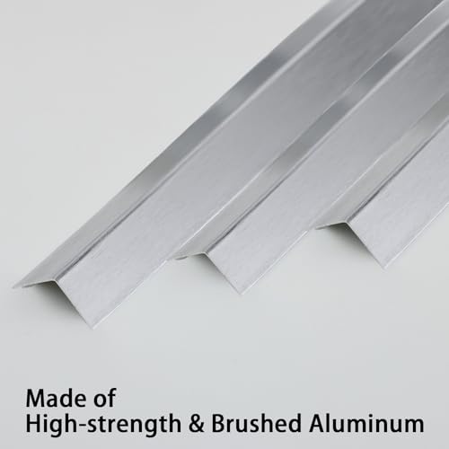 Image of Trimold Brushed Silver Aluminum Peel and Stick L Molding Corner Guards with 90 Angle for Wall Door Frame Cabinet Baseboard Protection and Decoration, 51.2in x 0.8in (3Pcs)