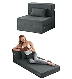 FILUXE Convertible Folding Sofa Bed - Sleeper Chair with Pillow, Modern Linen Fabric Floor & Futon C