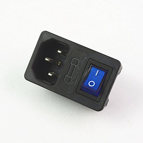 Buy Buyme New 1Pcs 15A 250V Iec320 C14 3 Pin Fused Power Socket Connector Rocker Switch Blue