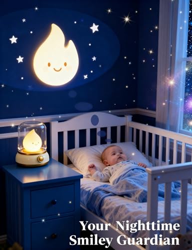 image for BANDIANCY Smiley Night Light for Baby Nursery, Rechargeable LED Candle