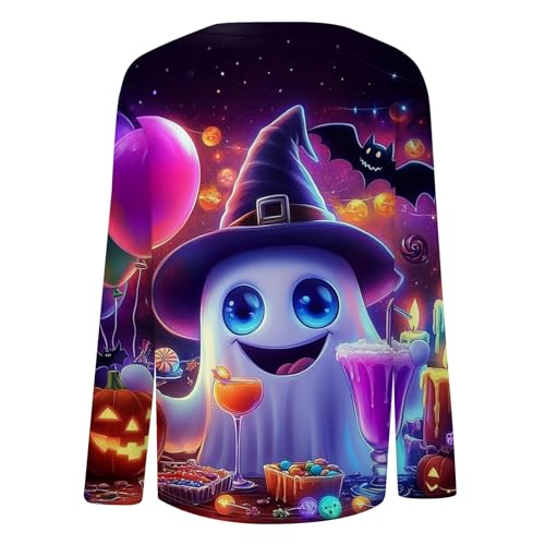 Halloween Shirts for Women Long Sleeve Plus Size Fashion Crewneck Comfortable Tshirts Halloween Costumes for Women