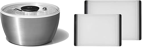 OXO Good Grips - Juego de 2 tablas de cortar de plástico de acero inoxidable, 6.34 cuartos de galón y Good Grips (paquete de 1), transparente