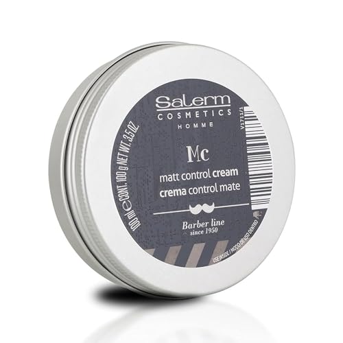 SALERM - Cera para el Pelo Hombre - Homme Barber Line - 100 ml - Crema de Peinado Mate - para Cabello Fino o Medio - Fijación Elástica - Aporta Suavidad y Volumen