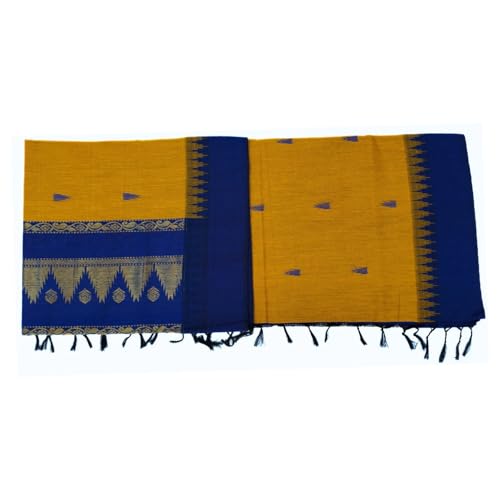 Image of Pure Kalyani Cotton Saree | Zari Border & Blouse Piece - Lata Gadwal Design | Traditional Saree