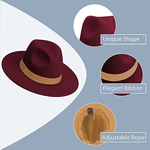 Image of Womens & Mens Fedora Hats, Wide Brim Fedora Hats for Women Men