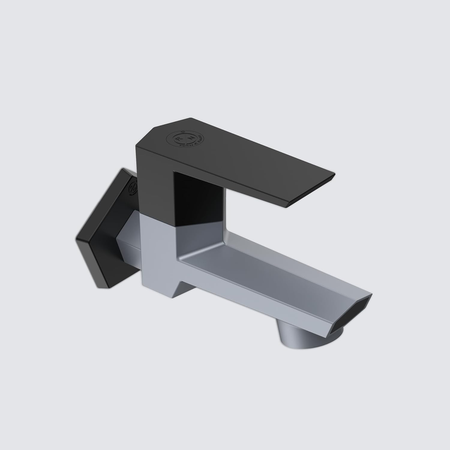 RN PTMT Bib Cock for Bathroom | 15mm Foam Flow Water Tap with Flange | Luxury G20 Series Faucet | High-Grade Engineering Polymer Tap (Metallic Grey Black Dual, Pack of 1)-image-1