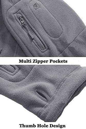 Biylaclesen Mens Winter Coats Warm Fleece Jackets Soft Shell Jacket Fleece Warm Jacket Windbreaker Military Jacket Water Resistant Jacket Men With Hood Light Gray #TOP6