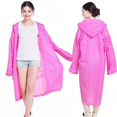 Image of EVA Rain Ponchos for Adults, 2 Pack Reusable Raincoats with Hoods and Sleeves Lightweight Rain Jacket