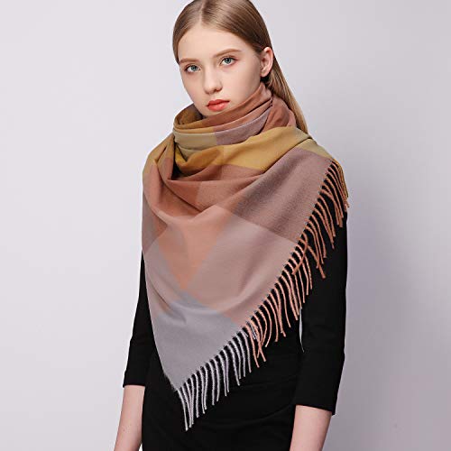 RIIQIICHY Plaid Scarfs for Women Fall Winter Scarves Pashmina Shawls and Wraps for Evening Dresses 6