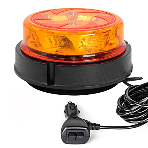 Agrieyes Magnet Rundumleuchte Akku 12-24V – Klasse I, Amberfarbenes Blinklicht Mit 7 Mustern