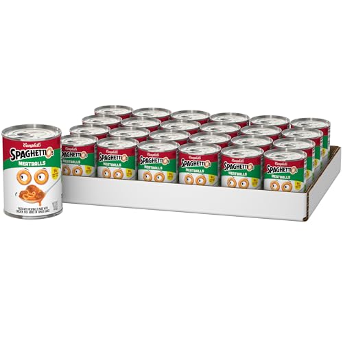 SpaghettiOs Canned Pasta with Meatballs, Healthy Snack for Kids and Adults, 15.6 OZ Can (Pack of 24)