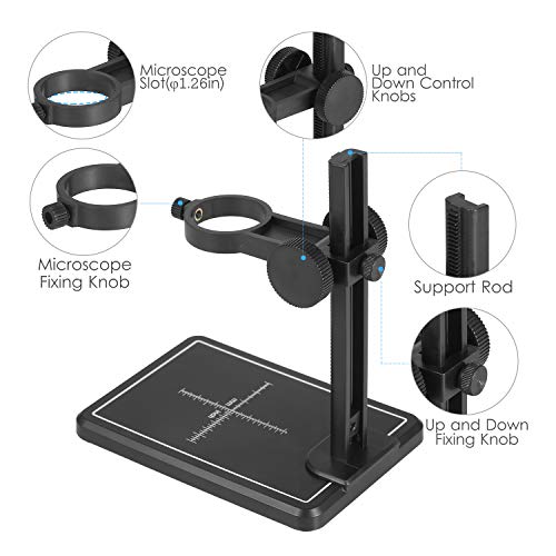 Tomshin Mini lente de aumento de suporte para microscópio digital Câmera para cima e para baixo Supo