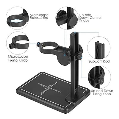 Irfora Digital Microscope Stand,Mini Digital Microscope Stand Magnifier Camera Up and Down Adjustable Stand Holder Universal Support Bracket Large Base with Scales for Digital Microscope
