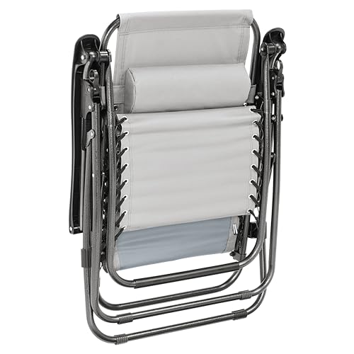 Alpine Mountain Gear Heavy Duty Zero Gravity Chair with Adjustable Reclining, Extra Large Side Table, Gray 600D Polyester, Powder-Coated Steel Frame, 300 lbs Capacity