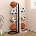 VEAREAR 4-Layer Ball Storage Rack, Vertical Basketball Stand, Space-Saving Ball Display Stand, Ball Rack Organizer for Volleyball, Football, Soccer (White)