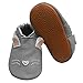 Mejale Chaussons bébé en cuir souple avec semelle en caoutchouc pour une meilleure adhérence, gris, 23/24 EU