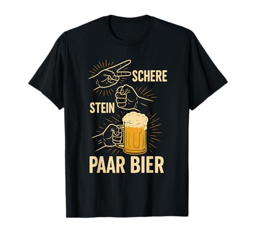 Schere Stein Paar Bier witziges Biertrinker Motiv T-Shirt
