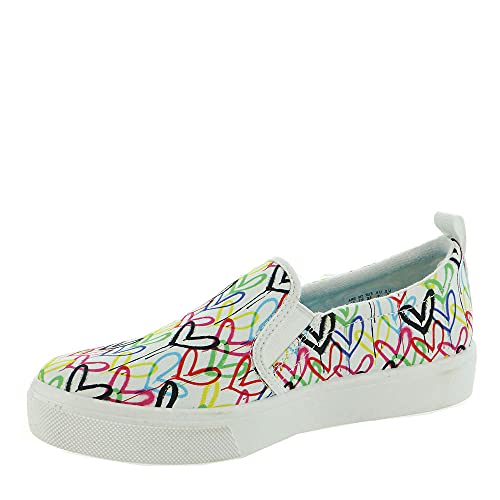 Skechers Street Poppy Drippin Love Women's Slip On 6 B(M) US White-Heart-Graffiti