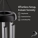 Serene Harmony 32-Inch Deep Tone Wind Chimes, Matte Black & Silver Memorial Chimes for Outside, Weather Resistant Aluminum Decor for Garden, Patio, and Porch