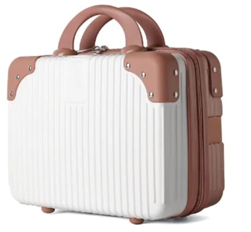 Image of Portable Hard Shell Cosmetic Bag Travel Case, Small Travel Hand Luggage with Elastic Band, Mini Abs Carrying Makeup Case Suitcase (B-Whit-Rose)