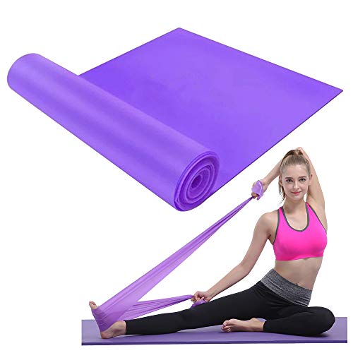 4.92 Feets Elastic Yoga Pilates Rubber Stretch Exercise Band Gym Arm Back Leg Fitness Purple