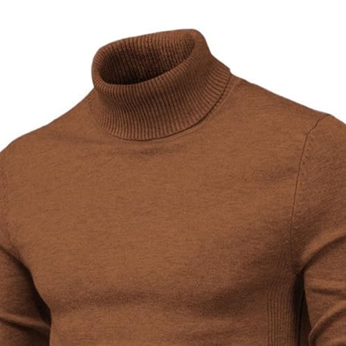 Maiyifu-GJ Men's Turtleneck Sweater Slim Fit Cable Knitted Casual Pullover Lightweight Ribbed Long Sleeve Sweaters3