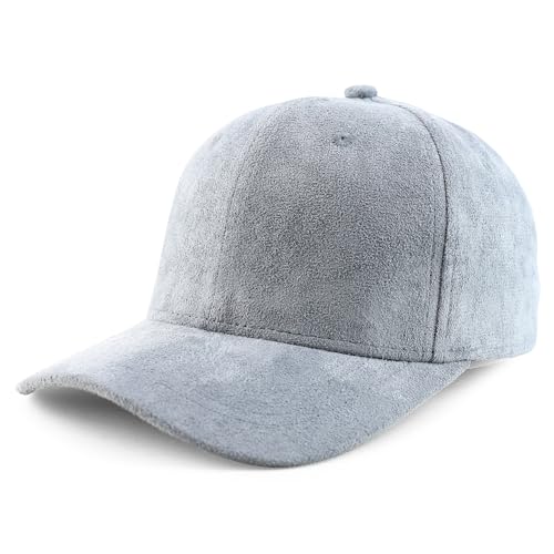 Image of Trendy Apparel Shop Plain Faux Suede Leather Adjustable Structured Baseball Cap