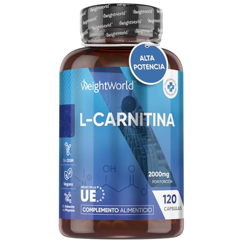 L Carnitina 2000mg de Concentración 120 Cápsulas - Suplemento Pre Entreno Natural de Alta Potencia Ideal para Hombres y Mujeres, Vegano, Sin Gluten y Sin Lactosa, Sin Azúcar para 40 Días de Suministro