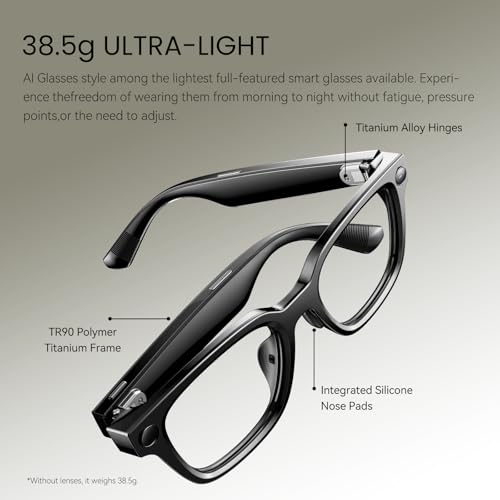 Image of Rokid Ai Glasses Style (Non-Display), 2026 Smart Audio Sun Glasses with ChatGPT & Gemini, Real-Time Translation, 12MP Camera, Voice-Controlled Assistant, Hands-Free Calls, Productivity for Travel