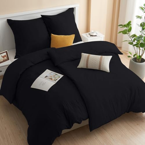 ohano Juego de ropa de cama de 135 x 200 cm, 4 piezas, juego de 2 fundas de edredón con 2 fundas de almohada de 80 x 80 cm, suave y no necesita planchado, juego de ropa de cama de microfibra con