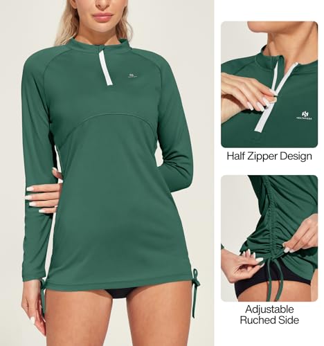 Image of Heathyoga Rash Guard for Women UPF 50+ UV Sun Protection Swim Shirt for Woman Long Sleeve Swimsuits Bathing Suit Tops