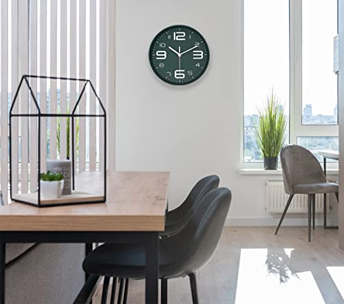 45Min 10 Inch 3D Number Dial Face Modern Wall Clock, Silent Non-Ticking Round Home Decor Wall Clock With Arabic Numerals, Colorful Dial Face (Deepgreen) #TOP6