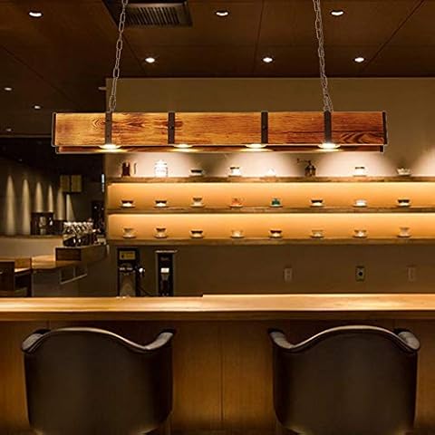 LED Pendant Lamp Retro Industrial Hanging Lamp Bar Lighting Pendant Lamp Height Adjustable Solid Wood Dining Room Living Room Office Decoration Chandelier Ceiling Lamp Spotlight L100 Cover